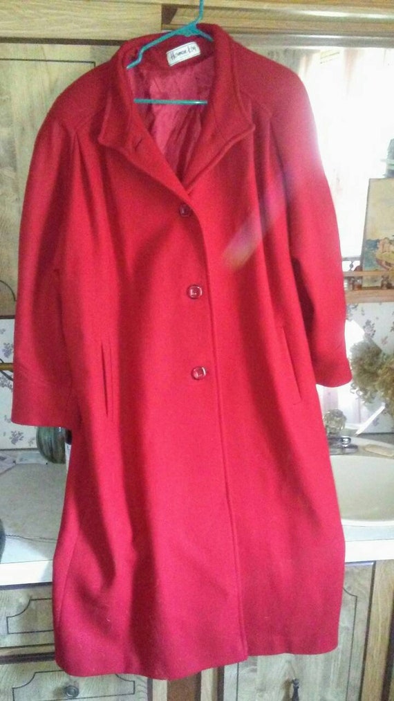 Vintage Herman Kay Red Wool Long Coat 16 | Etsy
