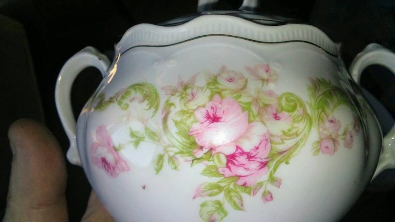 Vintage Roses Sugar Bowl with Lid