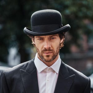 Men’s Wool Bowler Hat – Classic Banker Style – 100% Wool Felt – Formal Vintage Gentleman Hat