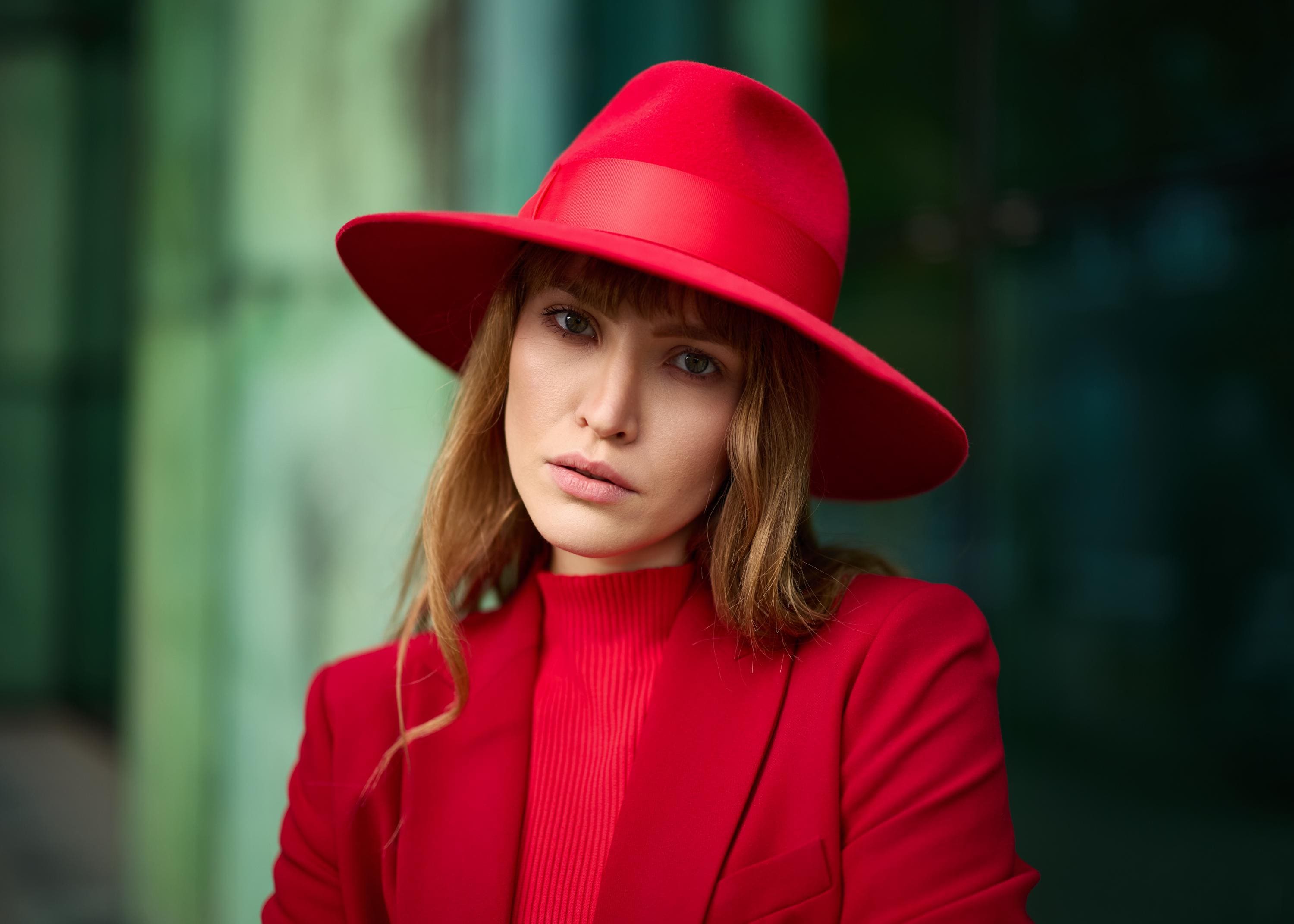 Unique women's felt hat, wide brim, gift for her, red hat - VICTORIA