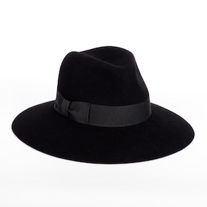 VICTORIA Unique women&#39;s felt hat, wide brim, gift for her, black hat