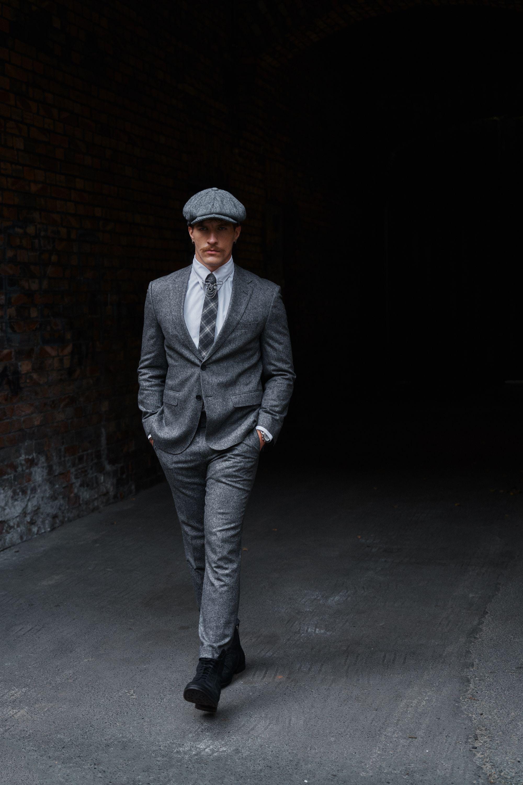 Vintage Barbisio Italy Wool Newsboy Cap Grey Herringbone Cabbie Hat Dark Academi Amazon.com: Newsboy Cap for Men, 100% Italian Wool Flat Cap  main image 2
