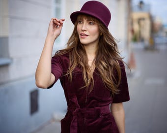 Women&#39;s felt bucket cloche hat - JASMINE