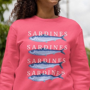 Nautical Sardines Sweatshirt, Ocean-themed Pullover, Fish Lover Apparel, Sea Inspired Sweater, Unique Nautical Gift