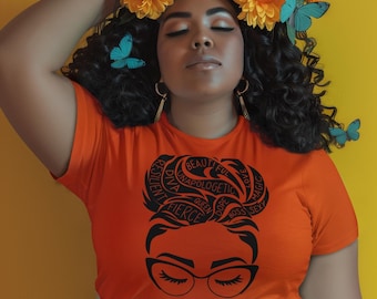 Camisa de lona Bella para mujeres empoderadas, regalo para el Día de la Madre, regalo de empoderamiento femenino para mamás negras, celebración del Juneteenth para mujeres negras.