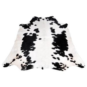Black and White Cowhide Rug, Genuine Leather for Living Rooms