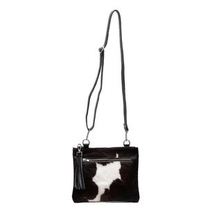 Umhängetasche aus Rindsleder, strukturierte Lederhandtasche für Damen, Design aus natürlichem Fell