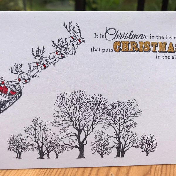 Christmas Stamp and watercolor Santa card