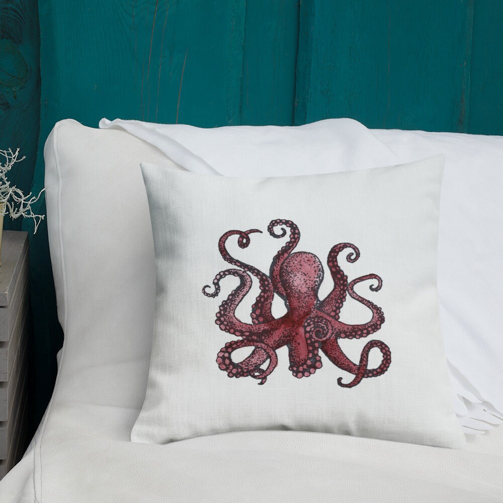 Octopuses reversible Premium Pillow Octopus pillows Statement Etsy