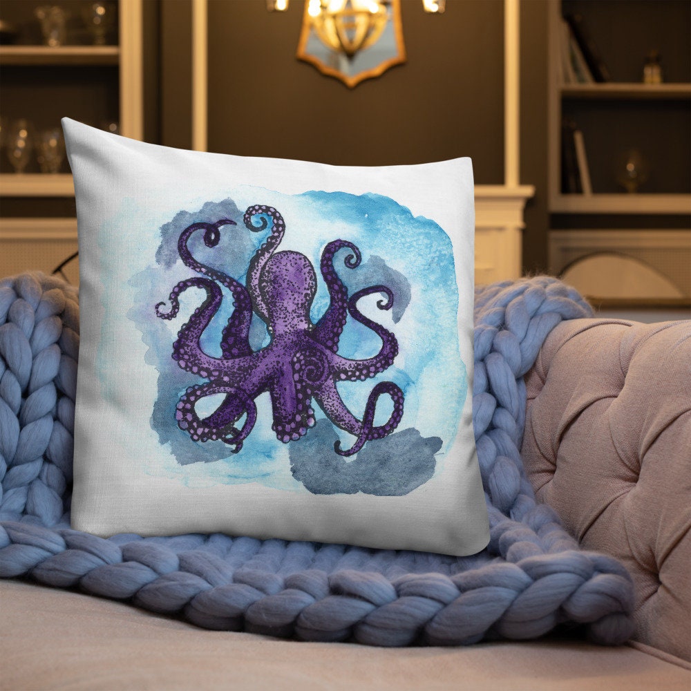 Octopuses reversible Premium Pillow Octopus pillows Statement Etsy