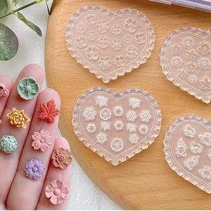 Flower Polymer Clay Molds - 4 Pcs Floral Polymer Clay Molds for Jewelry Making, Miniature Clay Molds, Polymer Clay Molds
