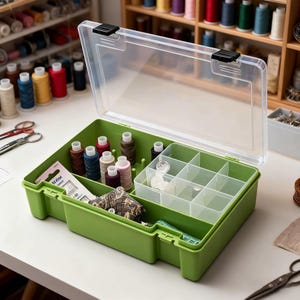 Sewing Thread Storage Case, Large Capacity Thread Organizer, 20 Spools Box, Clear Compartment Craft Tool Storage, Plastic Case