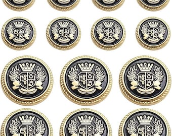 14 PCS Metal Blazer Button Set,15 mm and 23mm Gold Buttons for Sewing Vintage Buttons,for Blazer,Suits
