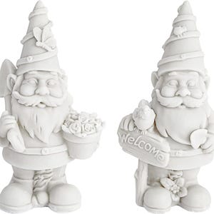 2 Pack Ceramics to Paint - Paint Your Own Garden Gnome Statues, Blank Paintable Ceramics for Adults (5 in)