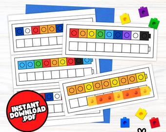 Printable Snap Cube Pattern, Color Pattern, Pattern Copy Cards, Counting or Connecting Cubes, Color Recognition, Maths Printable Centers