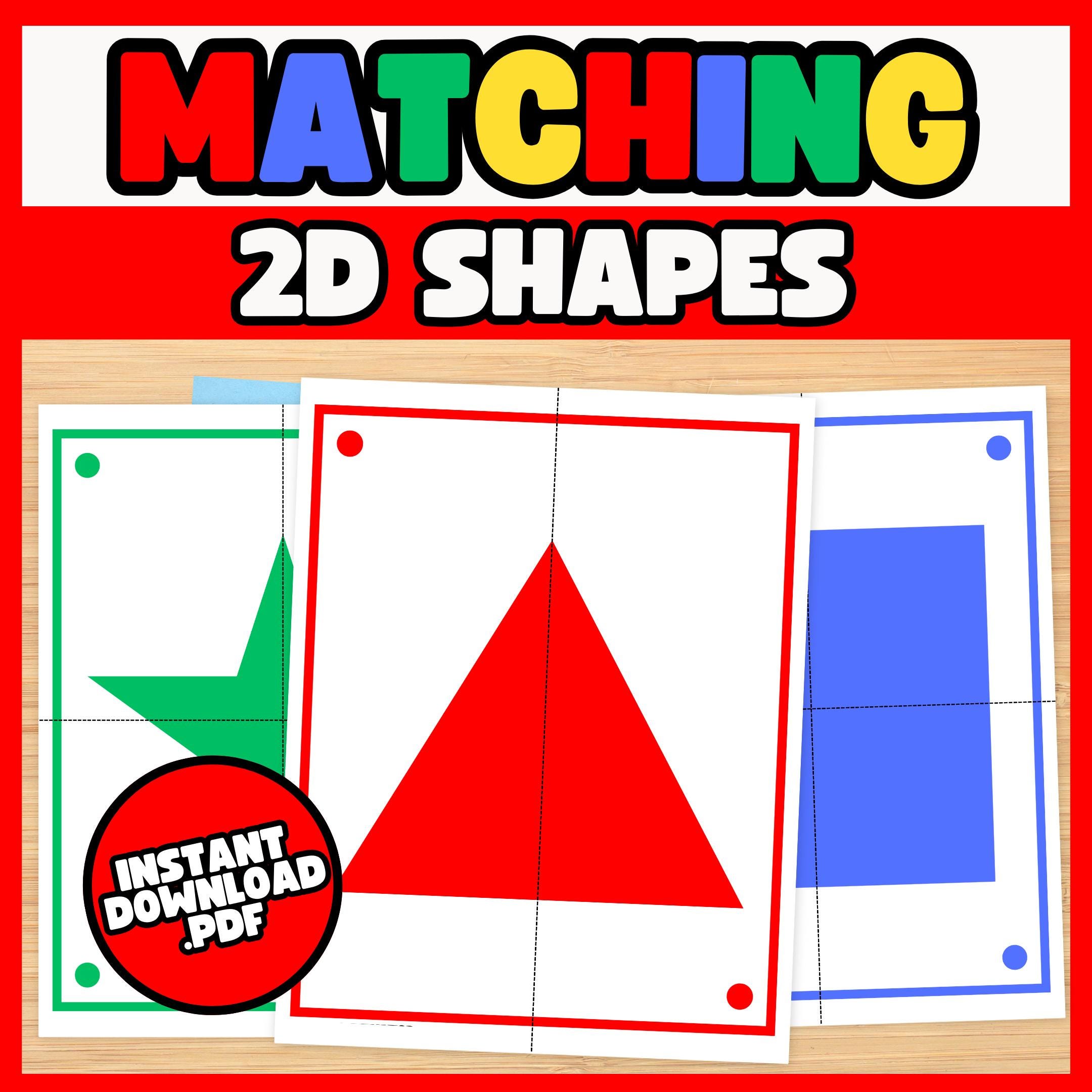 2D Shapes Matching Game, Puzzle Flash Cards, Shape Recognition Puzzle ...