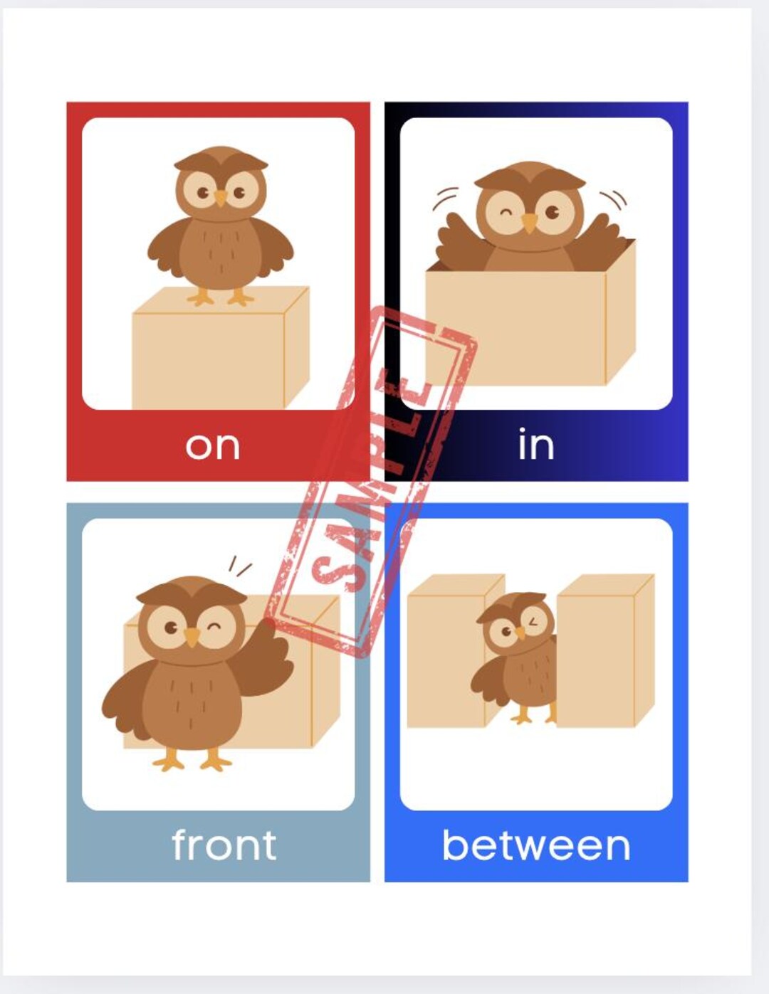Location Flashcards Location Preposition Flashcards - Etsy