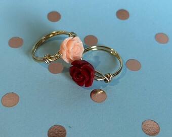 Rose statement ring gold band