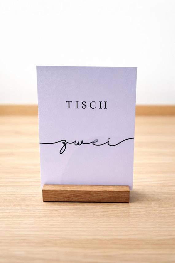 Kartenhalter aus Eichenholz | Fotohalter & Postkartenständer | Menükartenhalter für Tischdeko, Hochzeit und Geschenk