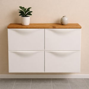 Holzplatte Eiche für dein IKEA TRONES | Auflage, Deckplatte, Platte | Massivholzplatte für 1-3 TRONES Schuhschränke | natur o. geölt
