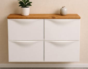 Holzplatte Eiche für dein IKEA TRONES | Auflage, Deckplatte, Platte | Massivholzplatte für 1-3 TRONES Schuhschränke | natur o. geölt