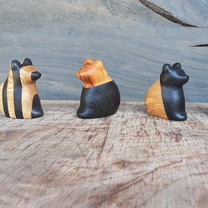 Hand Carved Bear Figurines, Small Wooden Animal Statue, Сolorful Little Sculpture, Minimalist Art Decor, Imperfect Statuette