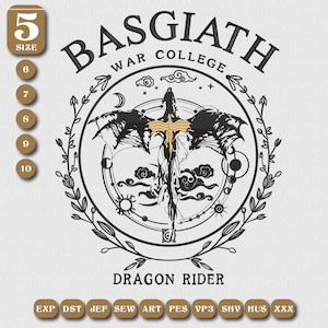 Vierter Flügel Stickerei, Basgiath War College Stickerei, Drachenreiter Stickerei, Violet Sorrengail Stitch, Xaden Riorson Stitch, 5 Größen