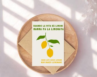 Moederdagkaarten: set van 4 cadeaukaarten met Italiaans thema voor je moeder, ook mogelijk om af te drukken als muurkunst of poster