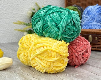 Cozy Chenille Yarn, Velvet Plush Bulky Yarn for Knitting Crochet Amigurumi, Soft Toy Making Craft Yarn, 100g 6mm 80m, Wholesale Yarn