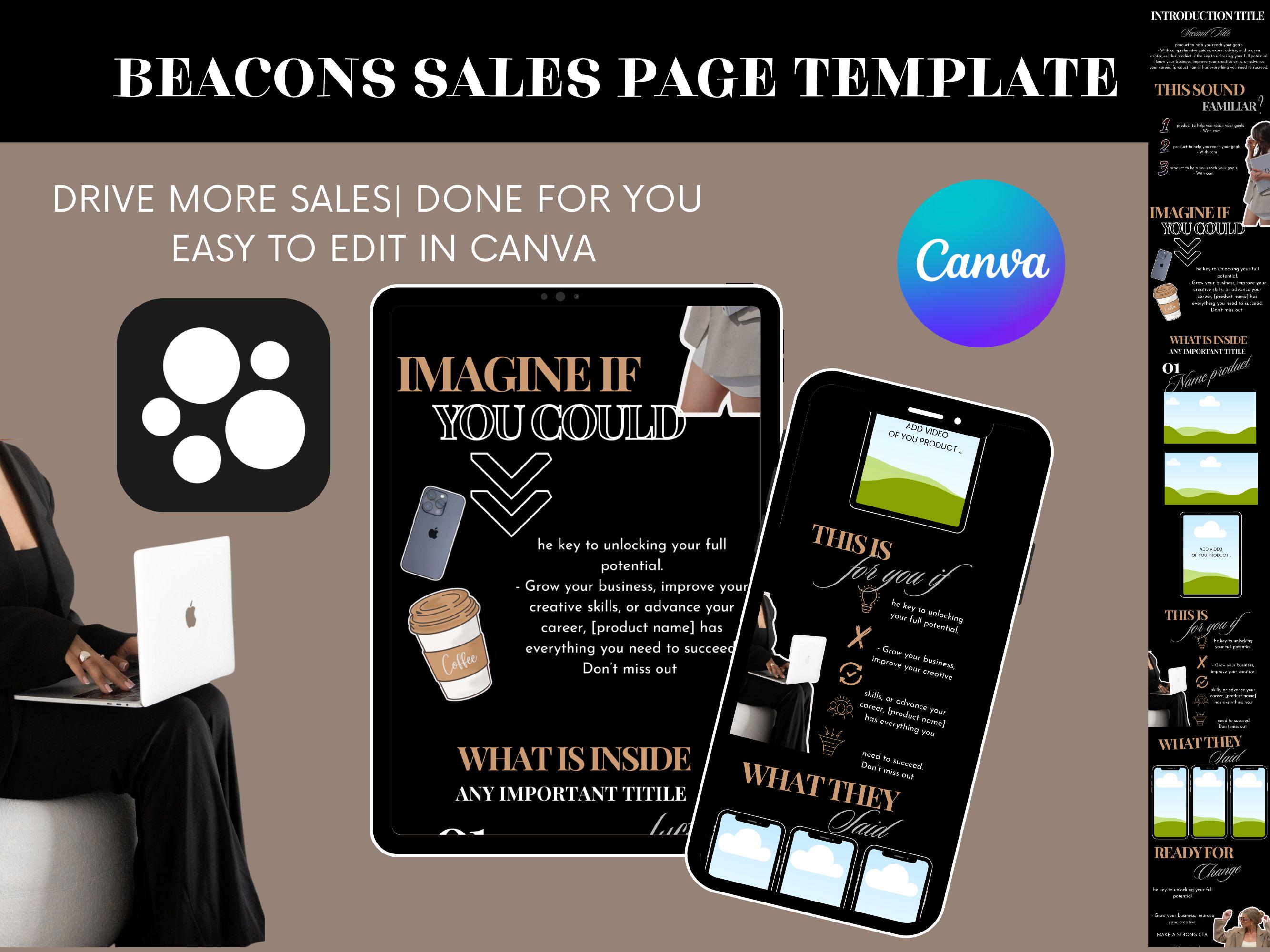 Beacons Sales Page Canva Template: Modern Design - Etsy