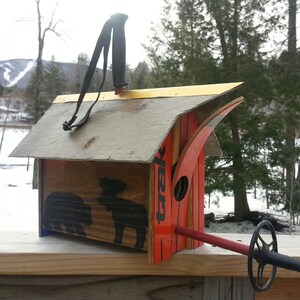 CUSTOM Ski Birdhouse Made in Vermont and handcrafted out of a Recycle X-Country Skis image 2