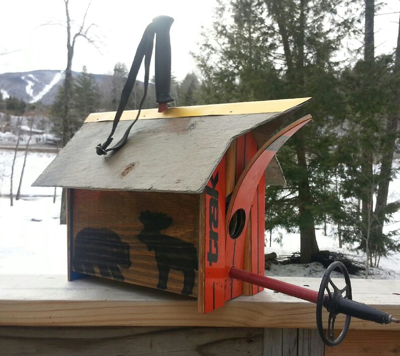 CUSTOM Ski Birdhouse Made in Vermont and handcrafted out of a Recycle X-Country Skis image 2