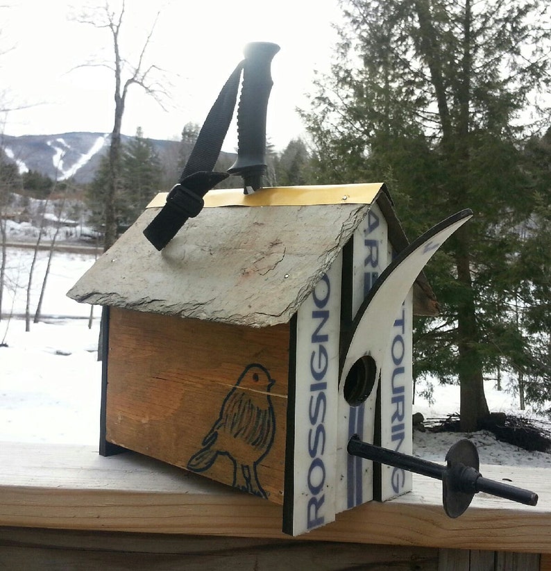 CUSTOM Ski Birdhouse Made in Vermont and handcrafted out of a Recycle X-Country Skis image 3