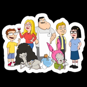 American Dad as Bob's Burgers Sticker Decal 3"x3" funny parody original design from a small business