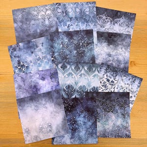 Scrapbook Paper Vintage Blue Kit, Scrapbooking Supplies Kit, Bullet Junk Journaling Supplies, Cute Stationery, DIY Making Gift,