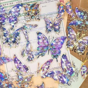 Adesivi Farfalla Olografici Decorativi - Scrapbooking, Diario Fai Da Te, Junk Journal, Adesivi Album Creativi & Artigianali