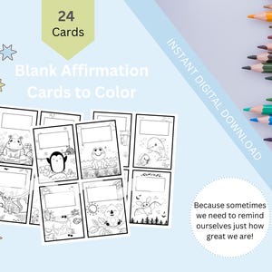 24 cartes d'affirmation vierges, santé mentale, enfants, estime de soi, état d'esprit, ressource pour se sentir mieux, croissance personnelle, entraide, confiance en soi