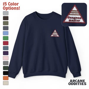 Dungeon Master Patch Sweatshirt, D&D Gift, Fantasy D20 Gamer Embroidered Jumper, Geeky Apparel, RPG Clothing, Role Playing Game Top