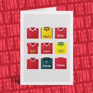 Cartão comemorativo com camisas retrô de Wrexham