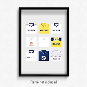 Tottenham Classic Shirts Print | Retro Football Poster Wall Art for Tottenham Fans | 80s 90s 00s Kit Gift
