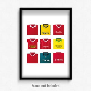 Wrexham Classic Shirts Print | Retro Football Poster Wall Art for Wrexham Fans | 80s 90s 00s Kit Gift