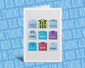 Man City retro shirts greeting card
