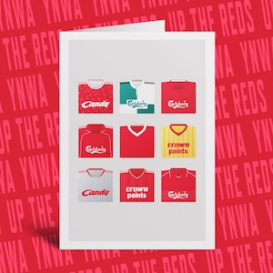 Wenskaart retro shirts Liverpool