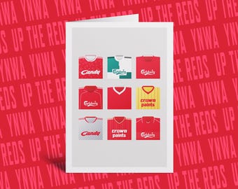 Liverpool retro shirts greeting card