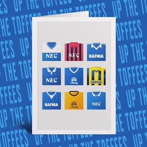 Everton wenskaart retro shirts