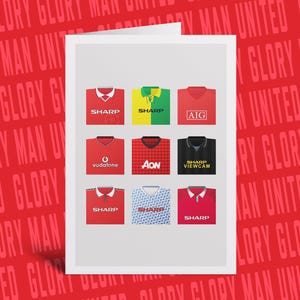 Man United Retro Shirts Grußkarte