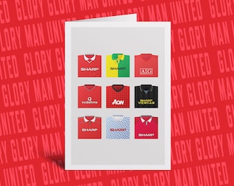 Man United retro shirts greeting card
