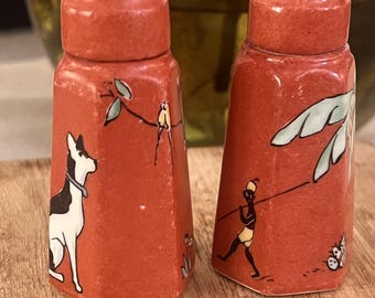 Vintage  H. Chof Signed Hand-Painted Salt & Pepper Shakers