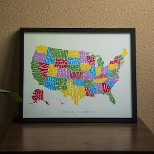 USA Karte Bunte Spaß Zustand Namen