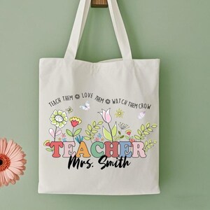 Gepersonaliseerde draagtas leraar, draagtas leraar, cadeau leraar waardering, cadeau voor leraren, terug naar school-tassen, schoolcadeaubakken,